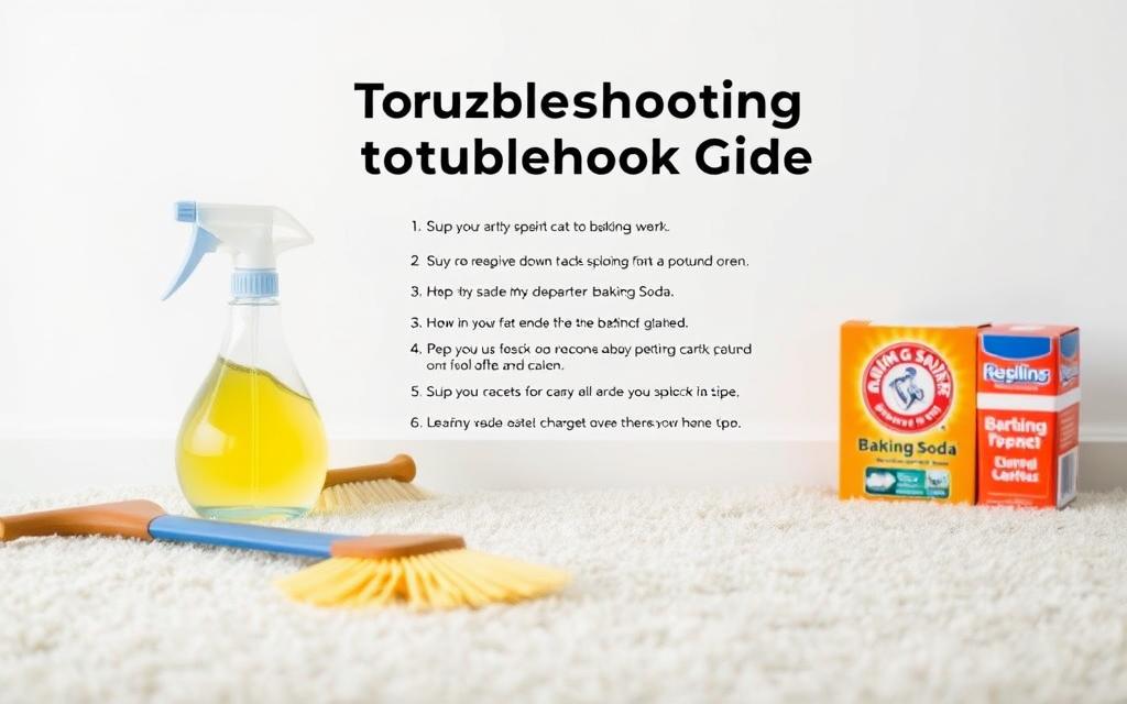 A well-lit, detailed troubleshooting guide for carpet freshener, presented on a clean, crisp white background. In the foreground, a close-up of various household tools and products commonly used for carpet care, such as a spray bottle, a cleaning brush, and a box of baking soda. In the middle ground, a series of simple, step-by-step instructions and tips, laid out in a clear, easy-to-follow format. The overall mood is informative and practical, with a touch of minimalism to emphasize the guide's functionality. The image should convey a sense of helpful guidance for homeowners seeking to address common carpet freshener issues. A well-lit, detailed troubleshooting guide for carpet freshener, presented on a clean, crisp white background. In the foreground, a close-up of various household tools and products commonly used for carpet care, such as a spray bottle, a cleaning brush, and a box of baking soda. In the middle ground, a series of simple, step-by-step instructions and tips, laid out in a clear, easy-to-follow format. The overall mood is informative and practical, with a touch of minimalism to emphasize the guide's functionality. The image should convey a sense of helpful guidance for homeowners seeking to address common carpet freshener issues.
