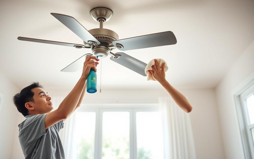 how to clean ceiling fan without spreading dust
