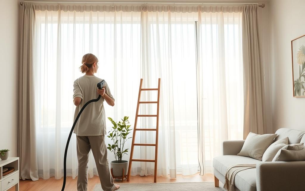 how to clean curtains without taking them down