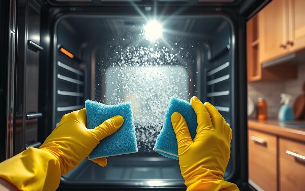 how to clean oven glass door inside